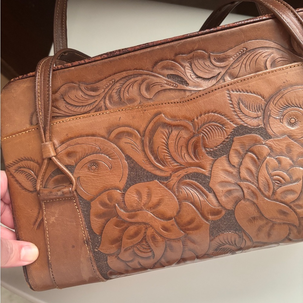 Tooled leather purse